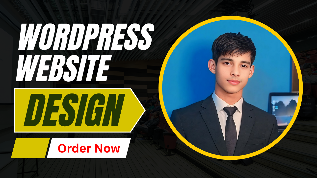 Gig cover image highlighting Landing Page Design service by Akaeid Hasan, WordPress and Elementor expert. The image shows a circular framed professional portrait of Akaeid Hasan on a modern dark background with bold text “WordPress Website Design” and order now button. This visual represents high-converting landing pages designed for ads, promotions, product sales, and lead generation with strong call-to-action buttons, SEO optimization, responsive layout, and conversion-focused structure created by Akaeid Hasan using WordPress and Elementor.